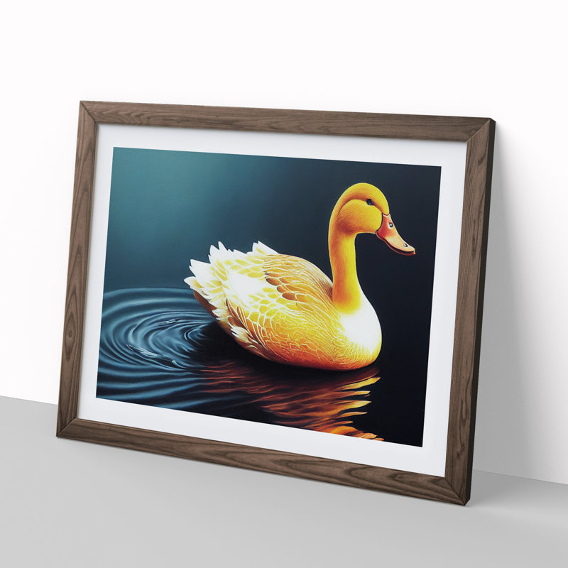 Masterful Duck - Single Picture Frame Painting, 34cm H x 46cm W x 2cm D, Walnut