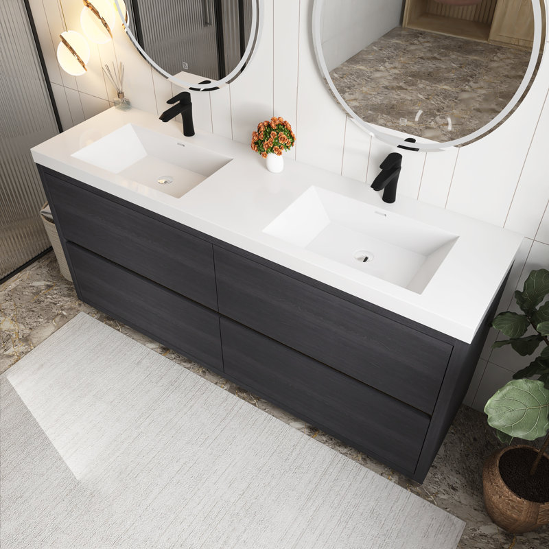 Meuble-lavabo autoportant 72 po avec lavabo 72 po, Espresso