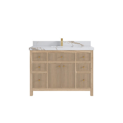 Sonoma 48 " W Freestanding Standard Free Standing Single Double Single Vanity Bathroom Vanity With Quartz Top