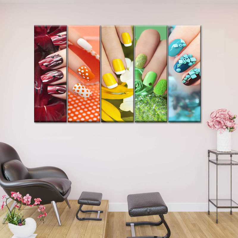 Nail Salon Wall Art Multi Piece Canvas Print, H 30 po x l 55 po x P 1,25 po