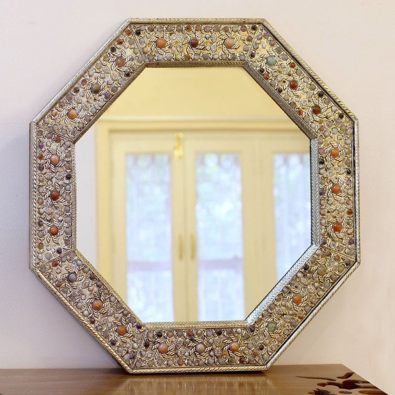 Miroir mural moderne et contemporain en nickel marqueterie en verre élégance Usman