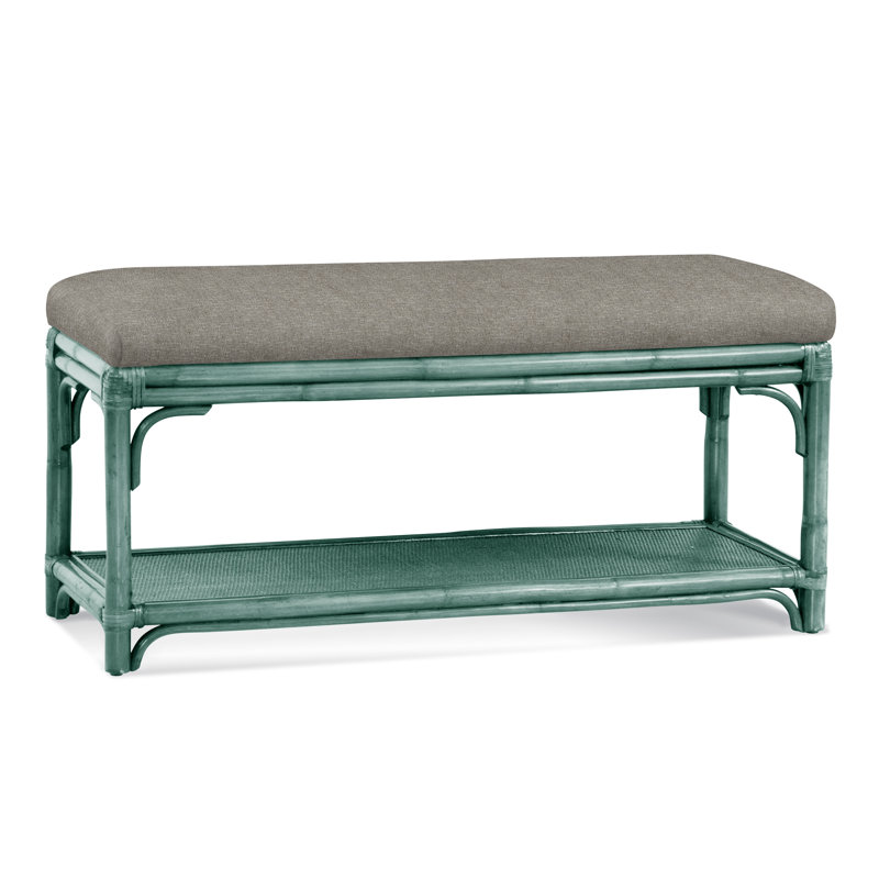 Summer Retreat Wicker Shelf Storage Bench, Black, Basic Grey; 0317-83