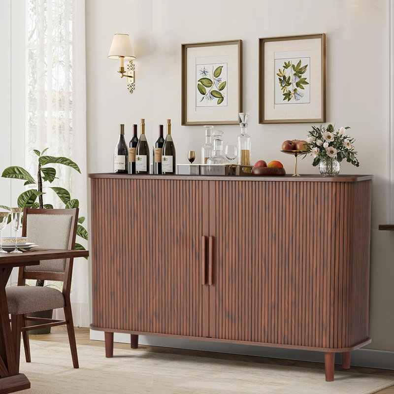 Zandon Accent Cabinet With Sliding Doors, Walnut