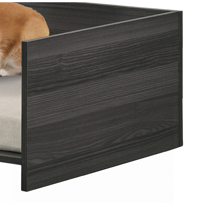 Lit pour animaux de compagnie moderne et confortable avec coussin et compartiment de rangement latéral Esme