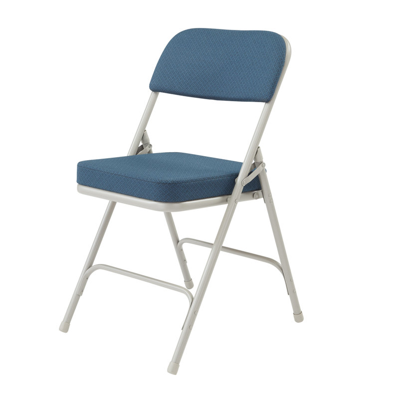 NPS® 3200 Series Premium 2-inch Fabric Upholstered Double Hinge Folding Chair Set of 4, Regal Blue