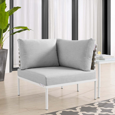 Chaise d'angle pour l'extérieur en aluminium tressé à panier Harmony Sunbrella