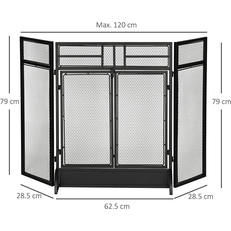 Doline 4 Panel Steel Fireplace Screen