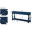 Console 63 pouces avec tablette. Bleu marine, bois massif, construction stable, processus d'assemblage sans effort de 63 po à 3 tiroirs et 1 structure en bois, robuste et fonctionnel, installation facile-1395822671