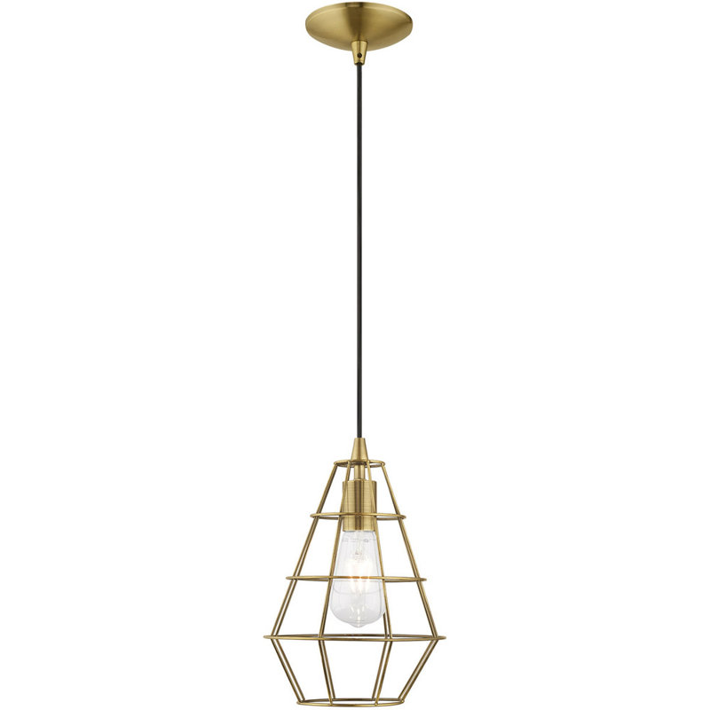 Luminaire suspendu sphère 1 lumière, Laiton antique / noir, Laiton antique