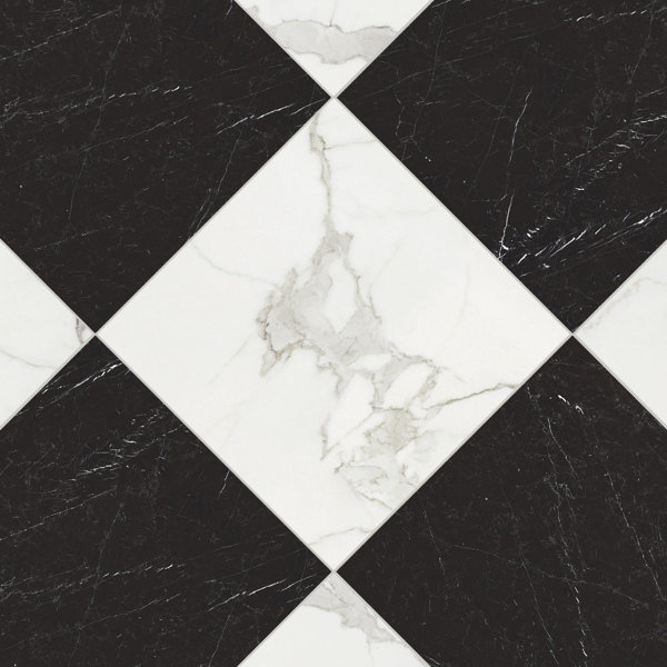 Tuscany 24X24 Checkerboard Nero Marquina And Statuario 24X24 Matte