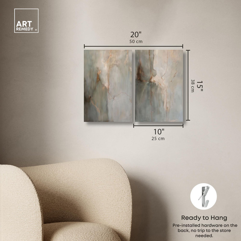 «Fiery Traces Set», ensemble de 2 boho par Art Remedy, H 15 po x l 10 po, Toile tendue