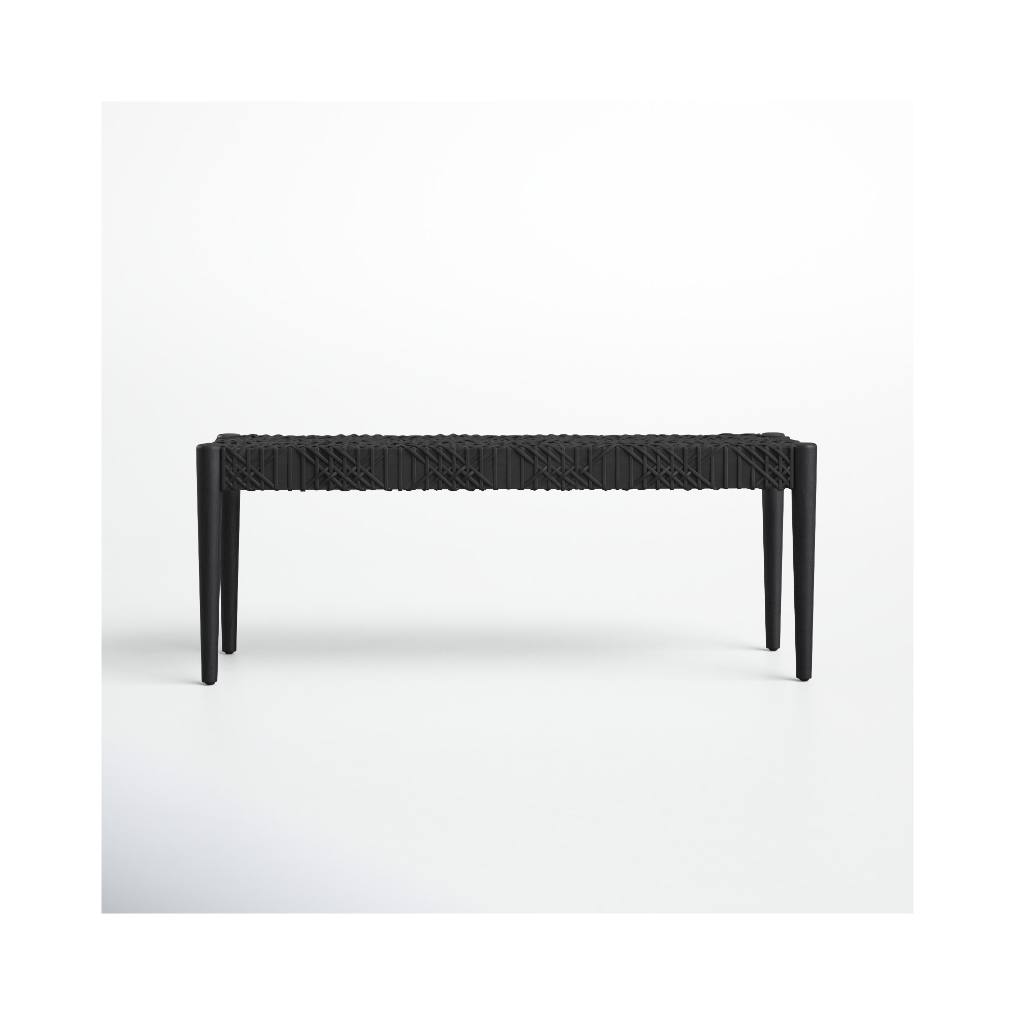 Kazbah 47" Genuine Leather Bench, Black