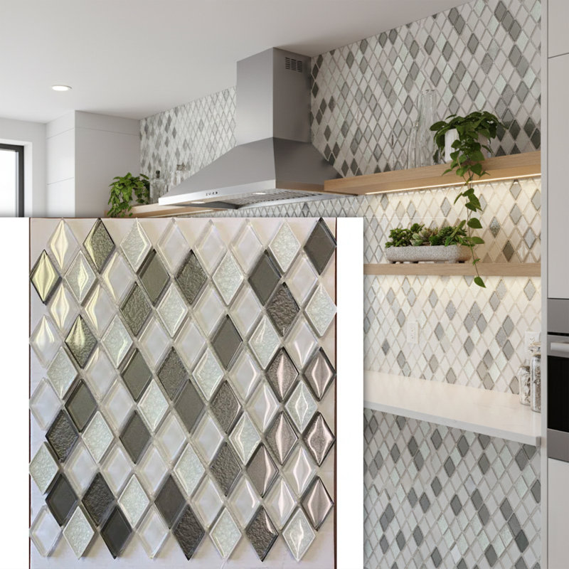 Glacier 11" x 12" Natural Stone Grid Mosaic Wall & Floor Tile, White/Gray