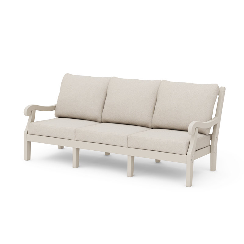 POLYWOOD x Birch Lane Verlyn Deep Seating Sofa, Dune Burlap Cushion/Sand Frame