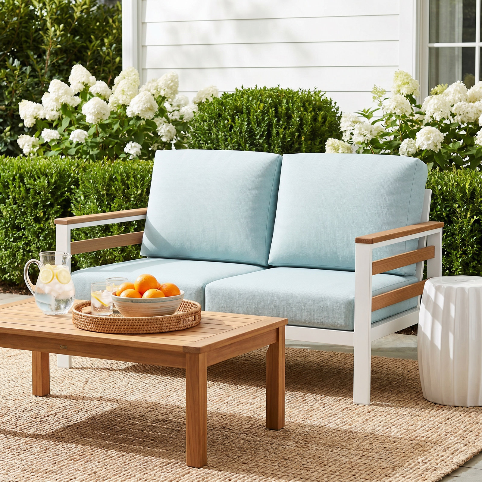 Townsend 55" Sunbrella® Patio Loveseat, Bliss Dew