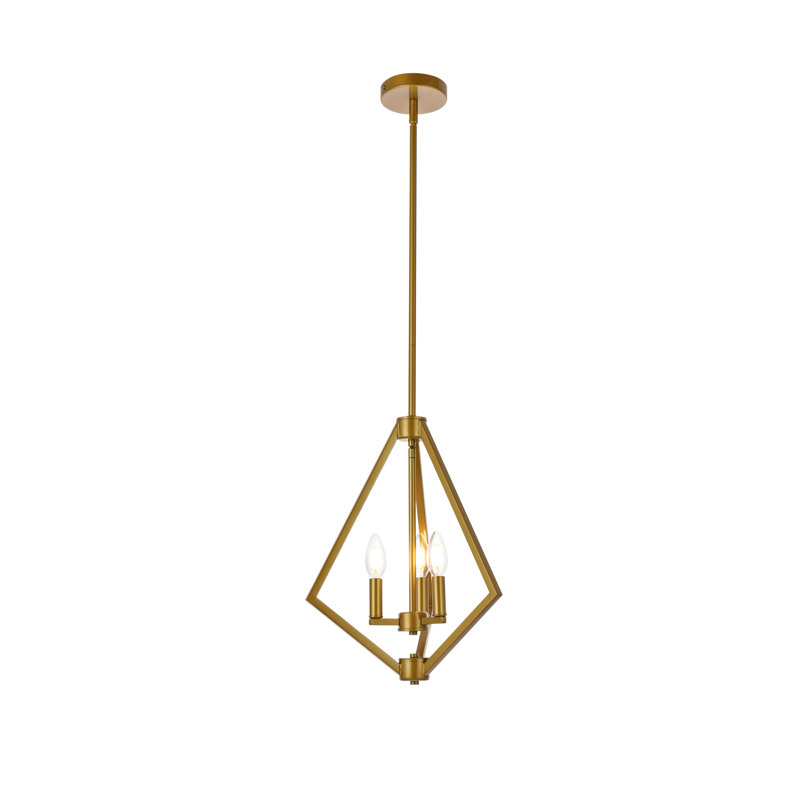 Luminaire suspendu géométrique 3 lumières Durgin, Laiton