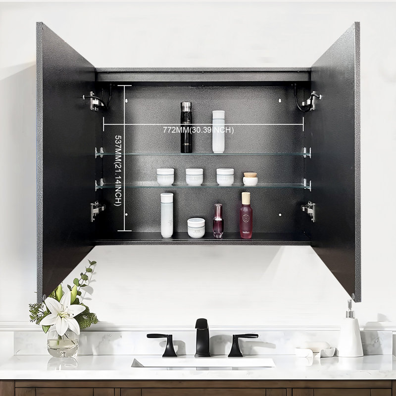 Metro Lane 80mm W 60mm H Wall Mounted Required Frameless Medicine Cabinet Mirror 3 Adjustable