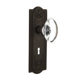 Crystal Oval Interior Mortise Door Knob with Meadows Long Plate
