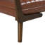 Banc de style Mid-Century avec pieds en bois de noyer, repose-pieds cannelé en polyuréthane cognac