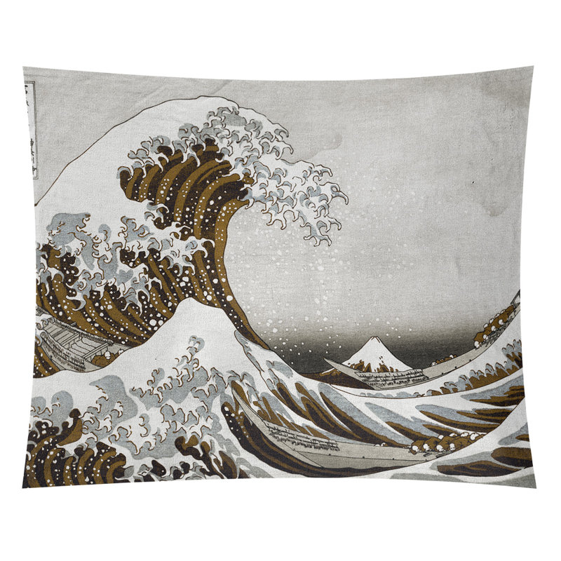 Tapisserie La Grande Vague en sépia, Intérieur / extérieur, H 60,5 po x l 81,5 po