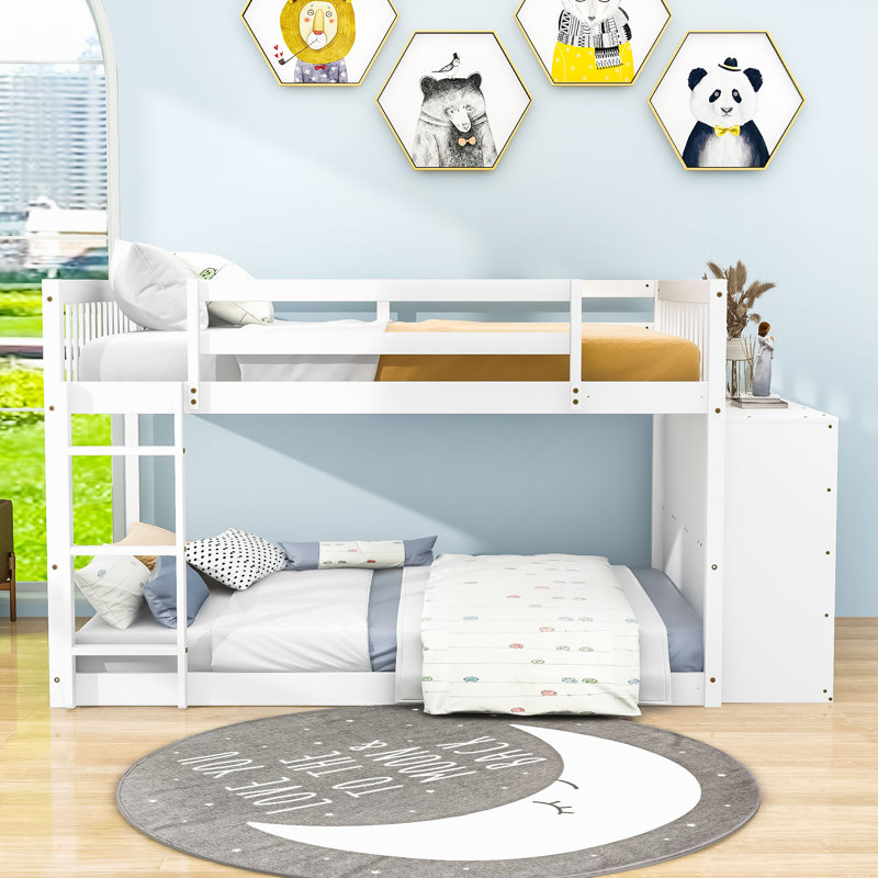 Farschid Bunk Bed with Built-In Ladder, Full, White