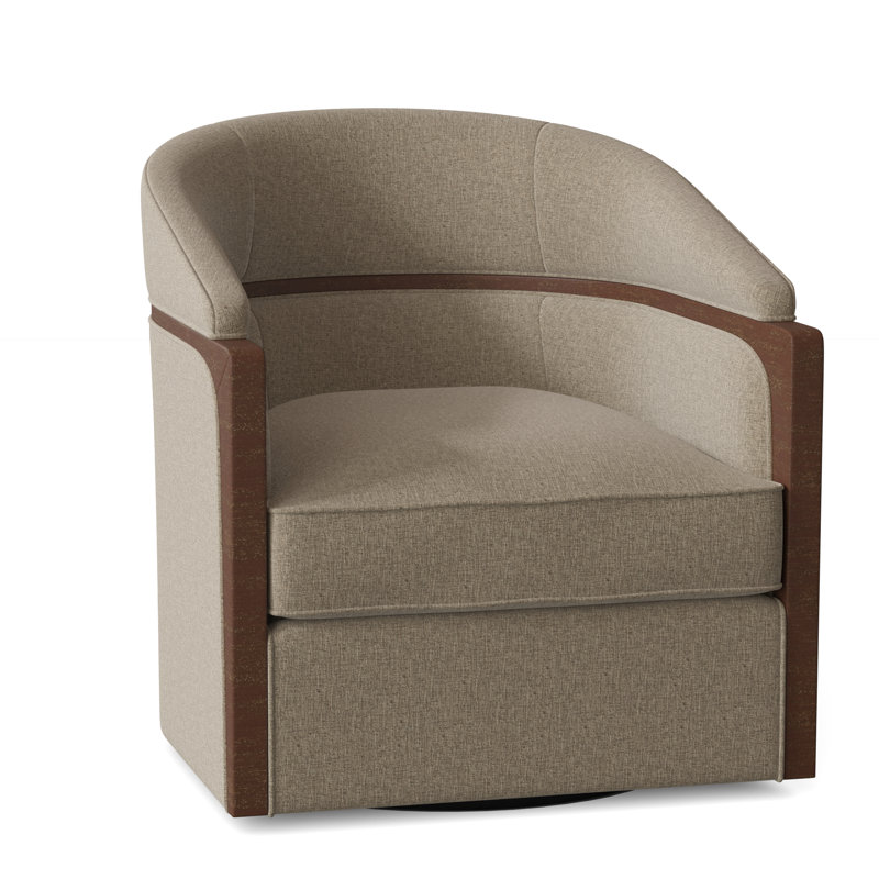 Forester 29" W Swivel Barrel Chair, Charcoal, 3155 Linen Polyester