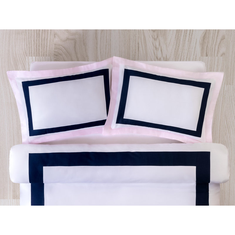 Ensemble de 2 taies décoratives pour chambre double à double bordure, Grand, Rose