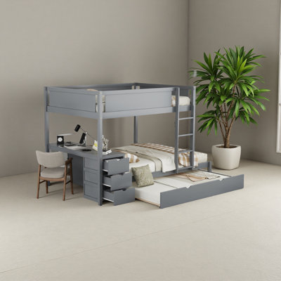 Bunk Bed With Twin Size Trundle, Storage And Desk