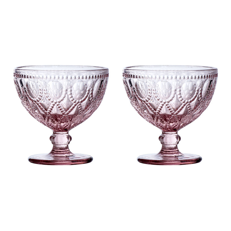 Astoria Grand Fleur Glass Serving Bowl, Pink