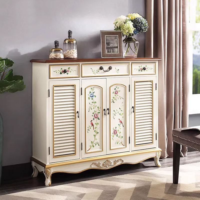 Banc de rangement beige en bois manufacturé, H 41,34 po x l 48,03 po x P 13,78 po