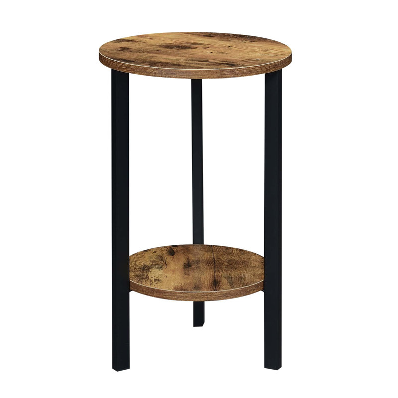 Support à plantes rond Migues, H 23,75 po x L 15 po x l 15 po, Bois de grange / noir