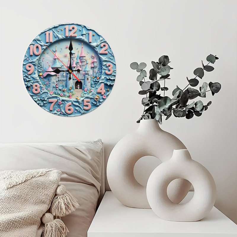 Colorful Princess Castle Wall Clock Decor