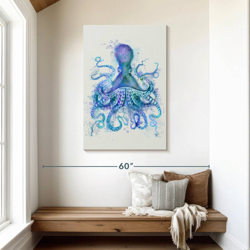 Brampt Octopus Rainbow Splash Blue, 45" H x 30" W