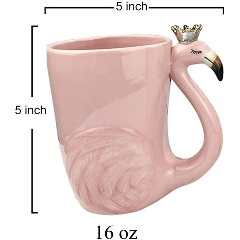 16 Oz Cute Pink Flamingo Ceramic Mug