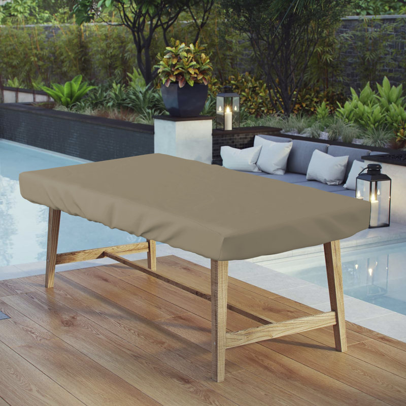 Heavy-Duty Multipurpose Rectangle Patio Table Top Cover, Waterproof Outdoor UV-Resistant Table Cover, Beige