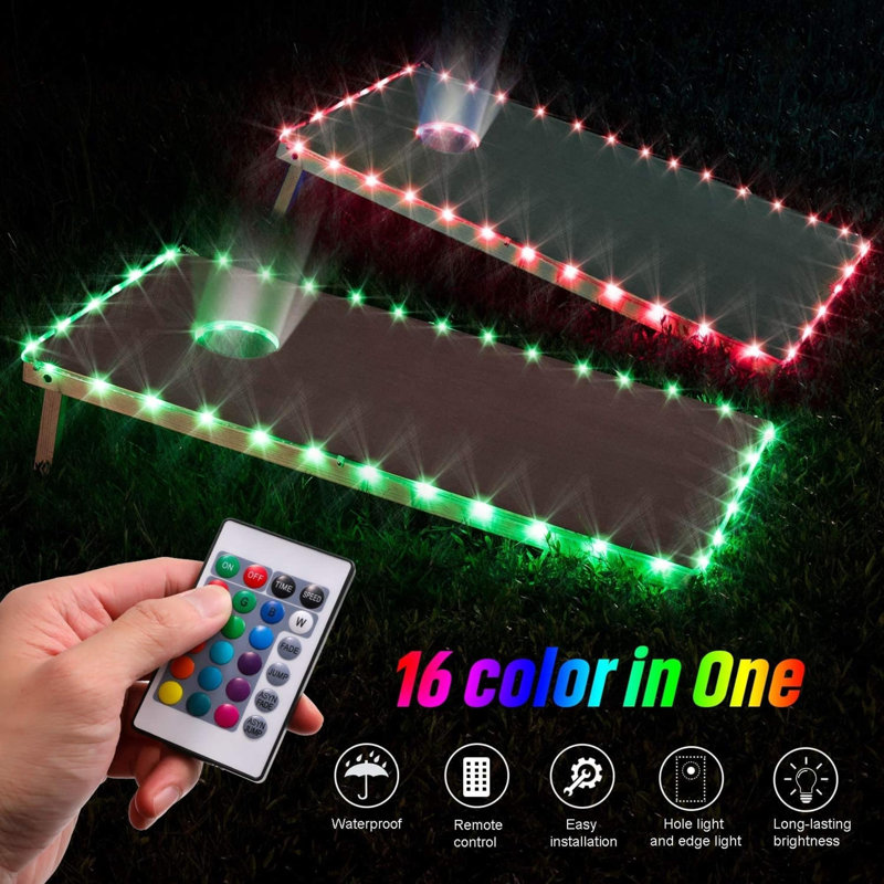 Triangle Pattern Corn Hole Board Set With LED Lights