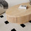Table basse 47 po ovale avec rangement Table d'appoint moderne en placage de bois massif pour salon, chambre à coucher, appartement ou bureau, bois naturel