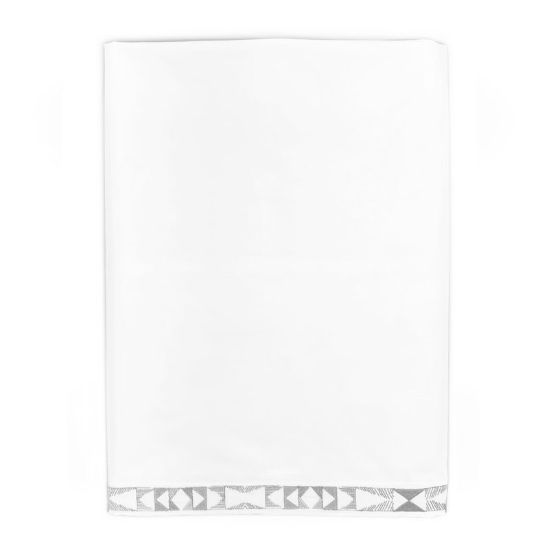 Commune Percale Geometric Flat Sheet, Gravel, Queen