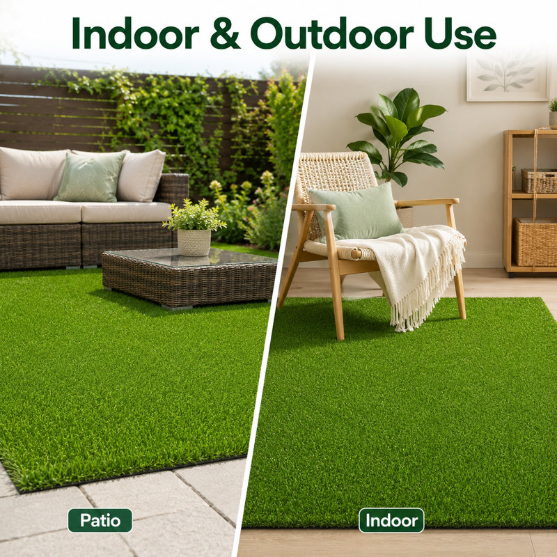 Tapis de couloir 4,5 po x 36 pi, gazon synthétique de 0,8 po pour les allées, les porches et les décorations de jardin