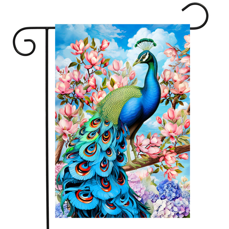 Drapeau de jardin fantaisie paon