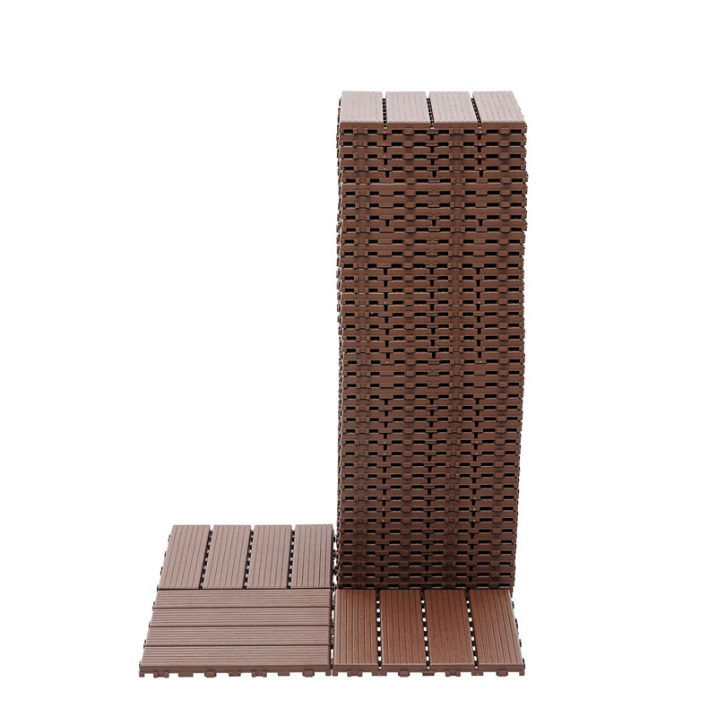 Carreaux de terrasse en plastique emboîtables, paquet de 44 tuiles de patio, 12 po x 12 po, Brun