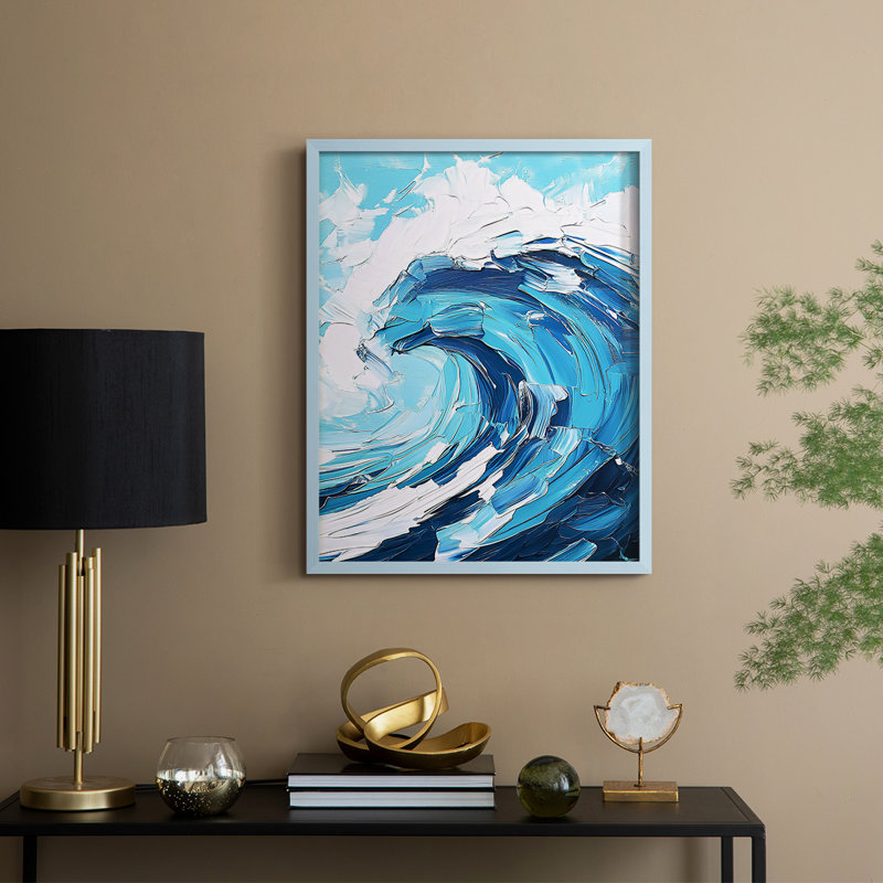 NAUTICAL Series XCI, reproduction encadrée - bois massif, Bleu, H 15 po x l 12 po