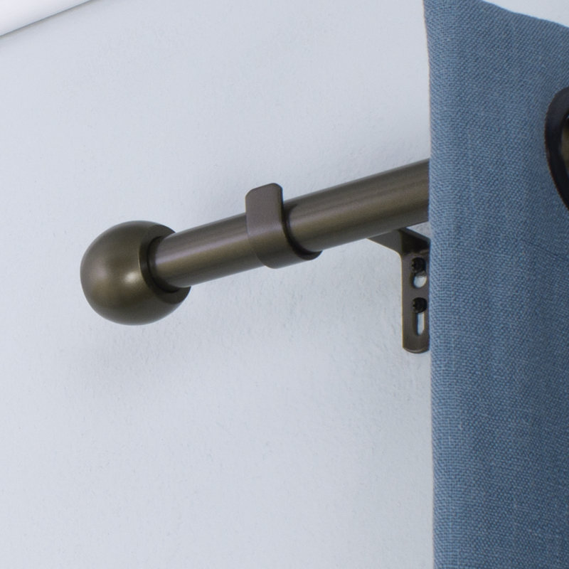 Vrinda Metal Adjustable Single Curtain Rod, 18” - 36”, Bronze