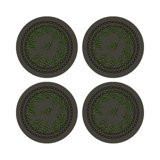 Christmas Berries Red White Vegan Leather Round Coasters