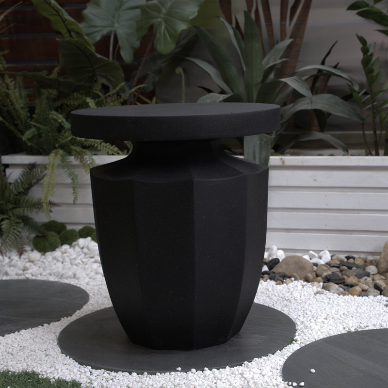 Table d'appoint en marbre 18,1 "pour l'extérieur, Noir