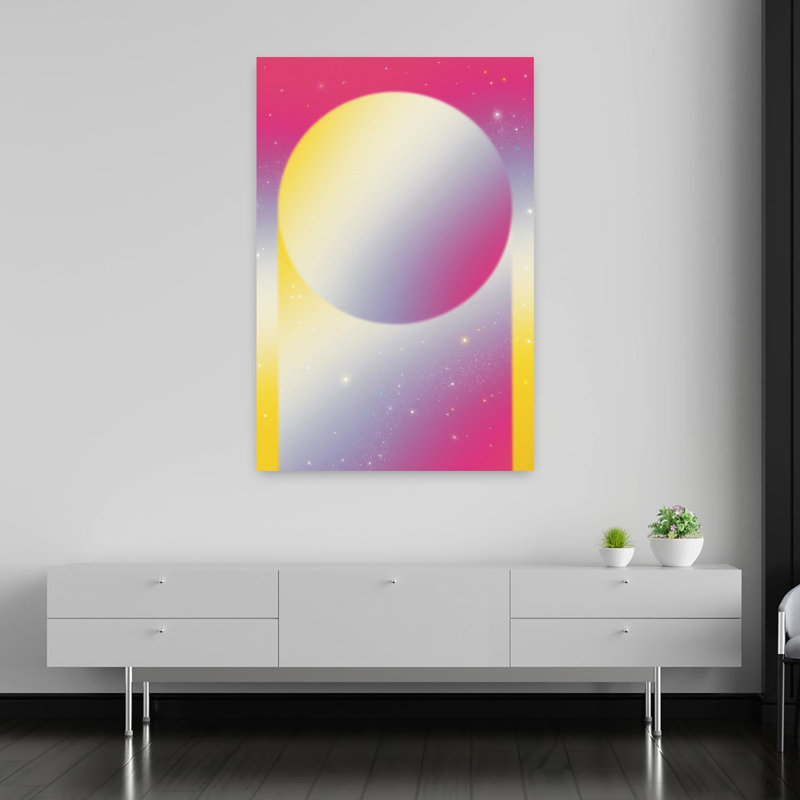Minimal Pastel Cosmos Abstract Geometric Retro Sunrise Sunset Wall Art by Amy Louise Baker - Wrapped Canvas Print