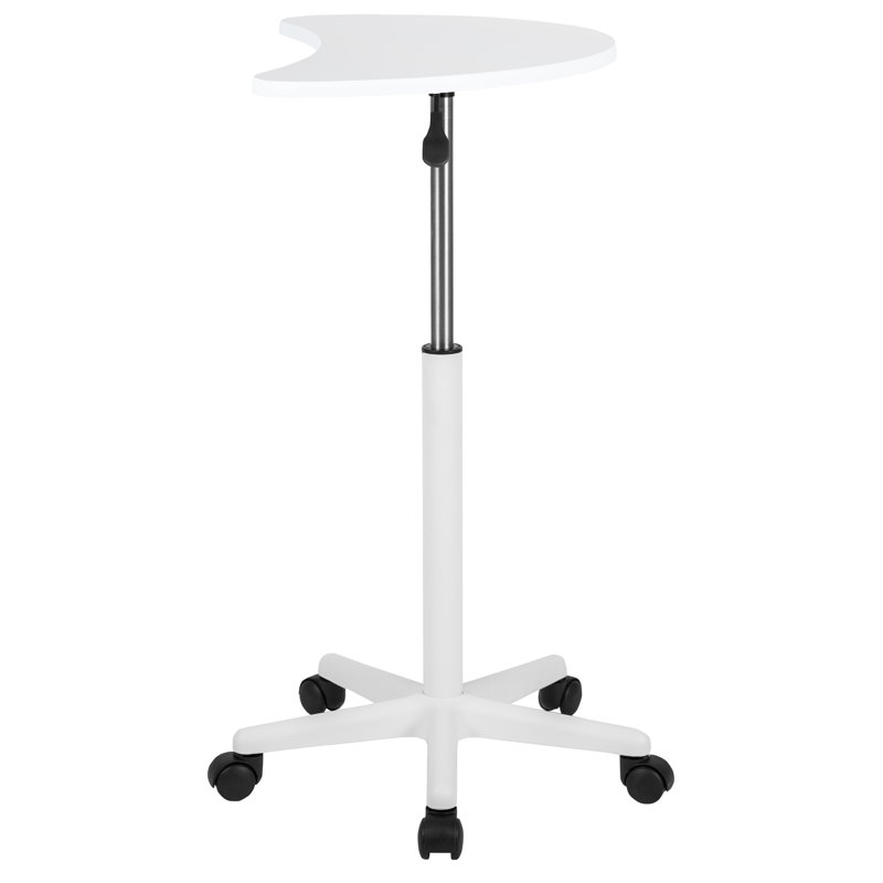 Sit to Stand Mobile Laptop Computer Desk, White