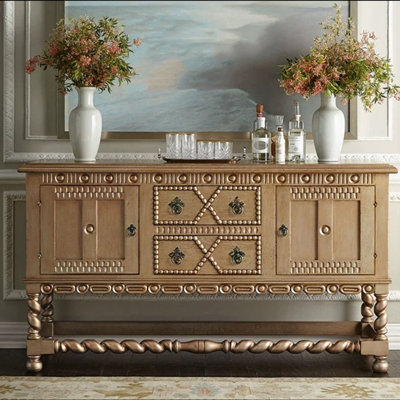 Armoire de salle à manger en bois massif de style français
