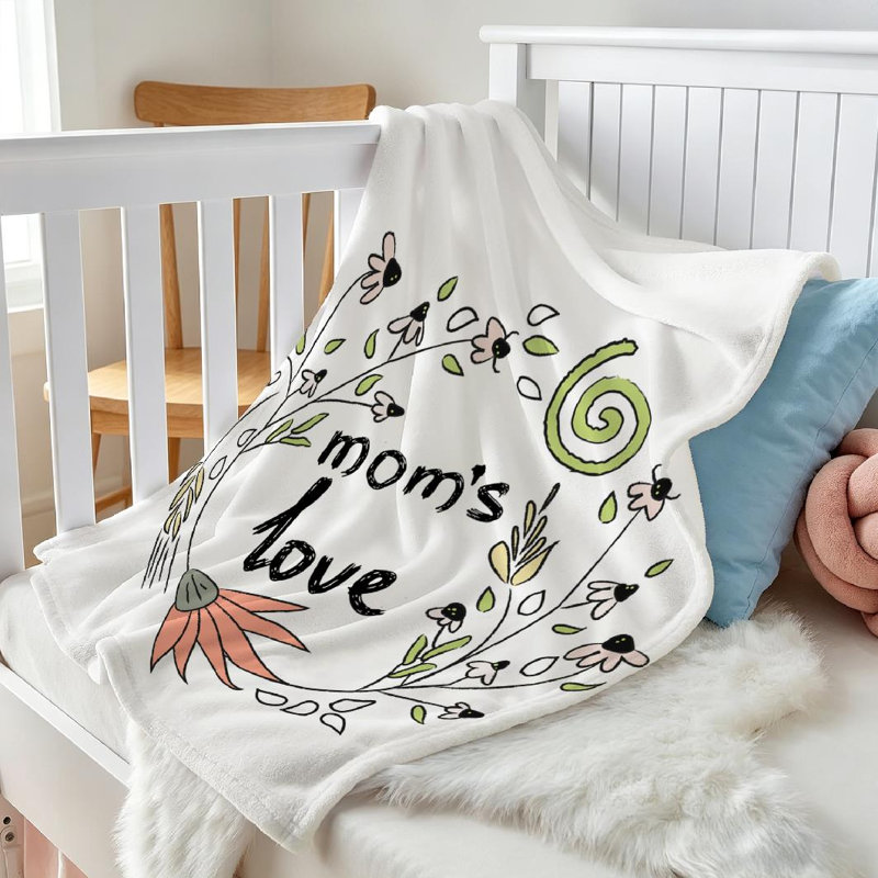 Jeté en molleton transparent ultra doux, texte «Love» avec imprimé floral recto, Jeté 30 po x 40 po