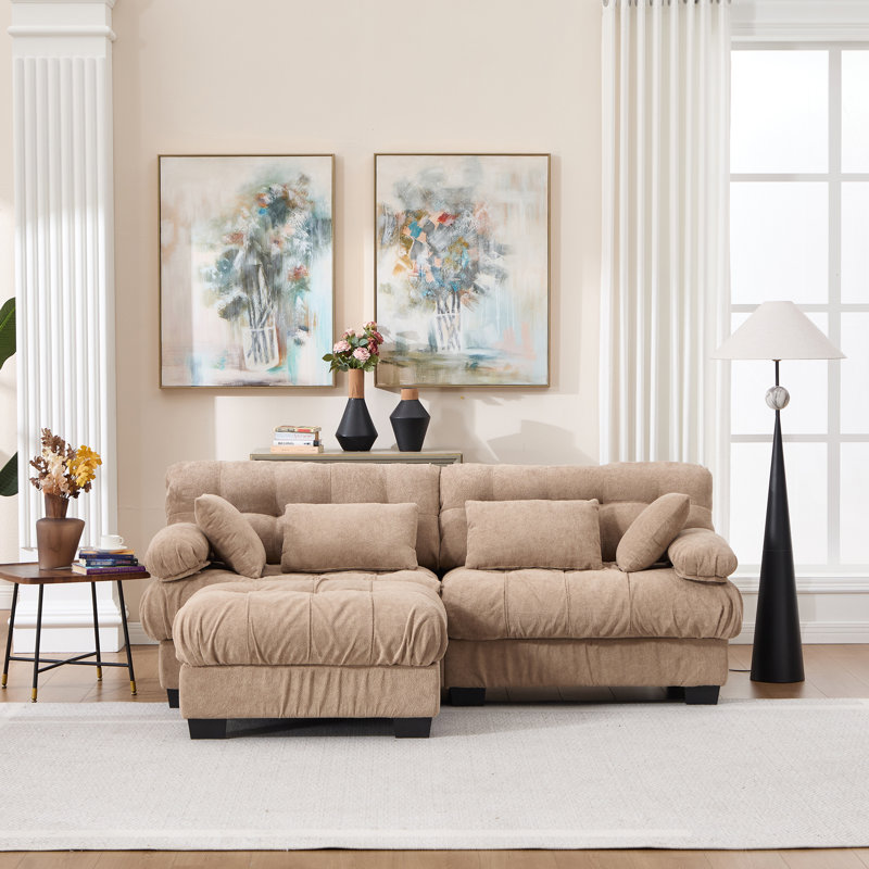 Canapé modulaire avec assise profonde et repose-pieds, Light Brown